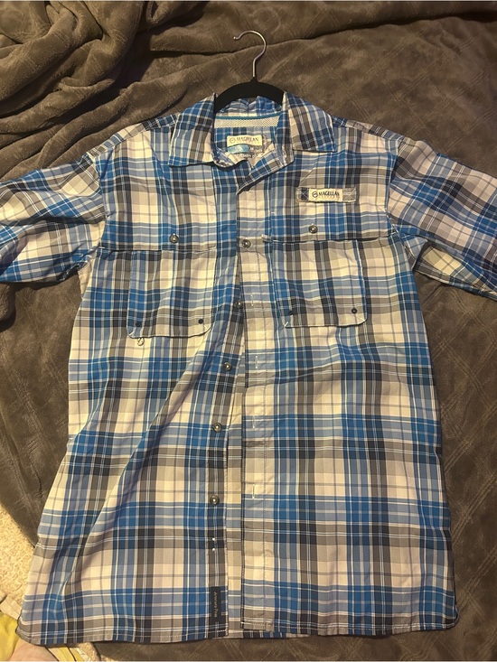 Magellan Outdoors Other - Magellan Outdoors Men’s Blue and White Plaid Short Sleeve Button-Down Shirt